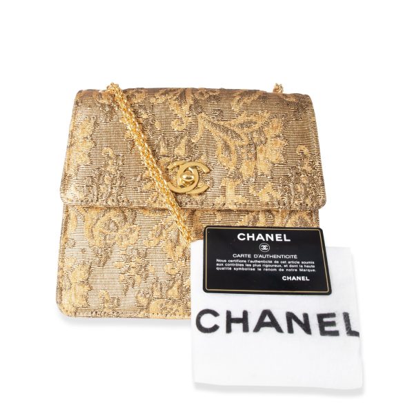 105739 box Chanel Vintage Gold Brocade Mini Flap Evening Bag