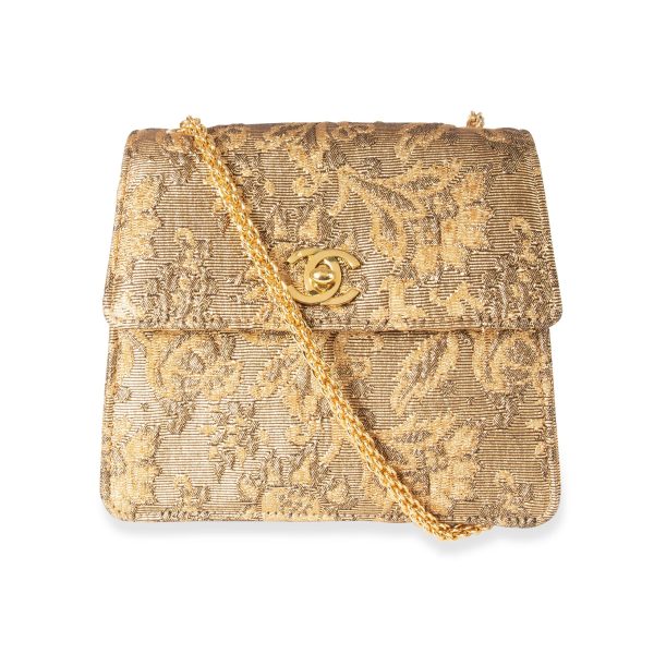 105739 fv Chanel Vintage Gold Brocade Mini Flap Evening Bag