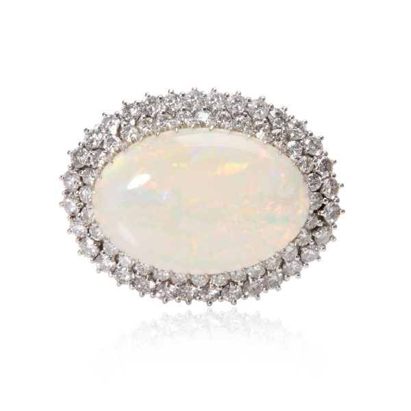 105778 fv Vintage Diamond Halo Opal Slider Pendant in 14K Yellow Gold 288 CTW