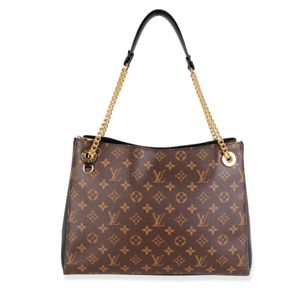 105787 fv 4109f374 878f 4591 ba25 10eca688d59c Louis Vuitton Brown Monogram Canvas Black Taurillon Leather Surene MM Tote