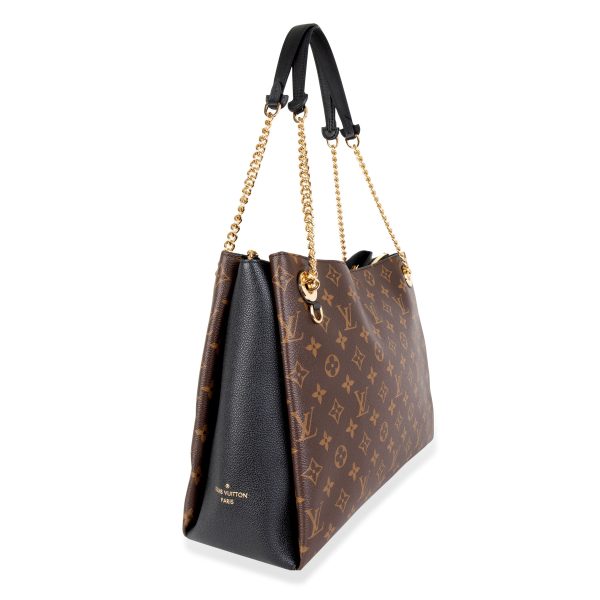 105787 sv ef9c8a11 6b77 4aaa 803a ce5dbad0df7b Louis Vuitton Brown Monogram Canvas Black Taurillon Leather Surene MM Tote