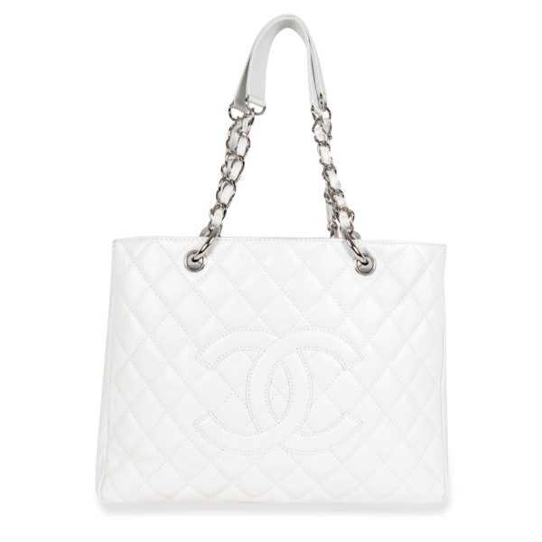 105801 fv 2ec94ec6 e47a 415c bfb8 5576162f38f4 Chanel White Caviar Quilted Grand Shopping Tote