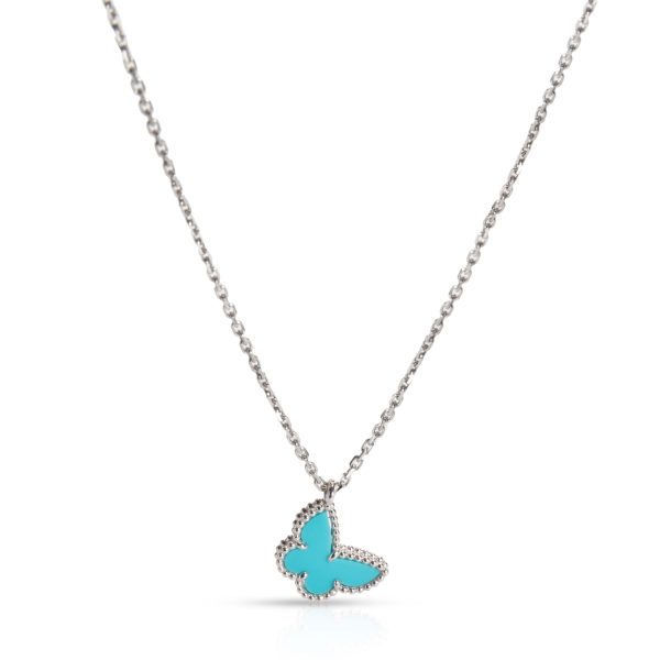 105842 fv Van Cleef Arpels Sweet Alhambra Turquoise Butterfly Pendant in 18K White Gold