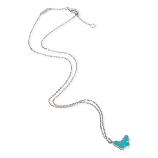 105842 pv Van Cleef Arpels Sweet Alhambra Turquoise Butterfly Pendant in 18K White Gold