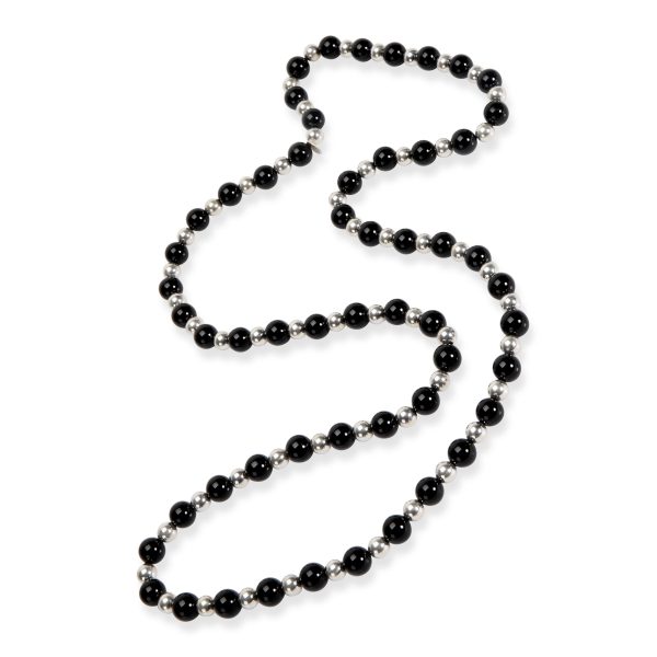 105871 pv Tiffany Co Onyx Beaded Necklace in Sterling Silver