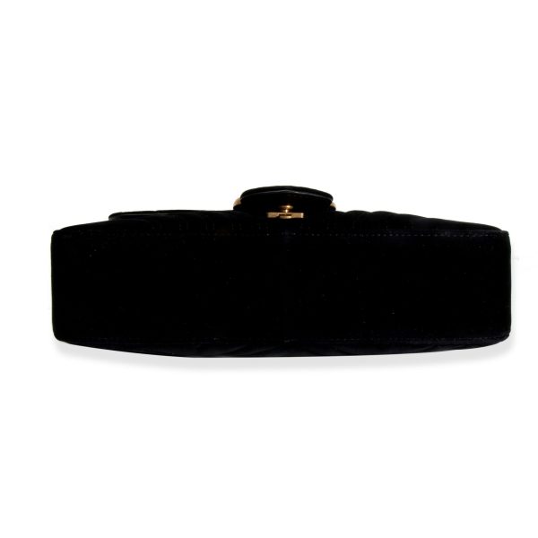 105904 ad1 Gucci Black Velvet GG Marmont Medium Shoulder Bag