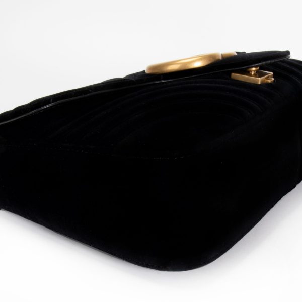 105904 ad3 Gucci Black Velvet GG Marmont Medium Shoulder Bag