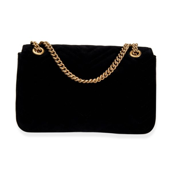 105904 bv Gucci Black Velvet GG Marmont Medium Shoulder Bag