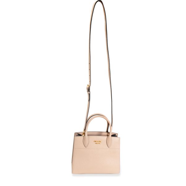 105975 pv Prada Beige Saffiano City Calf Leather Mini Bibliotheque Tote