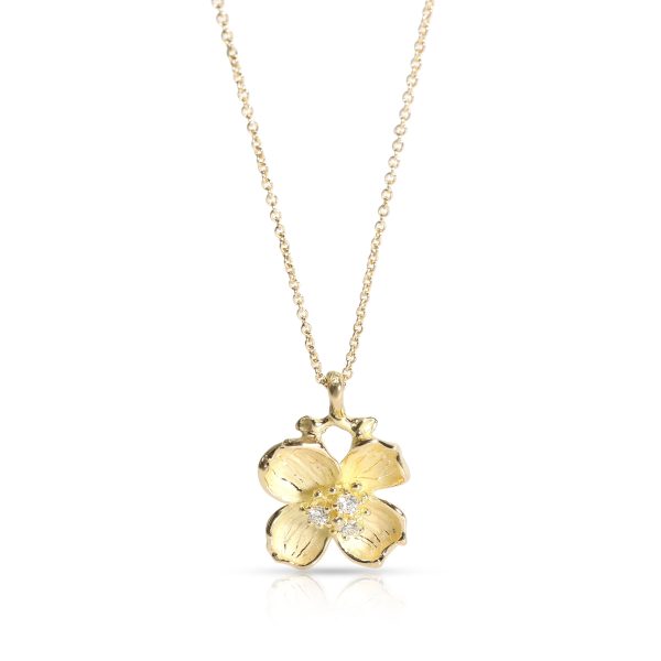 106089 fv Tiffany Co Dogwood Flower Diamond Necklace in 18K Yellow Gold 010 CTW