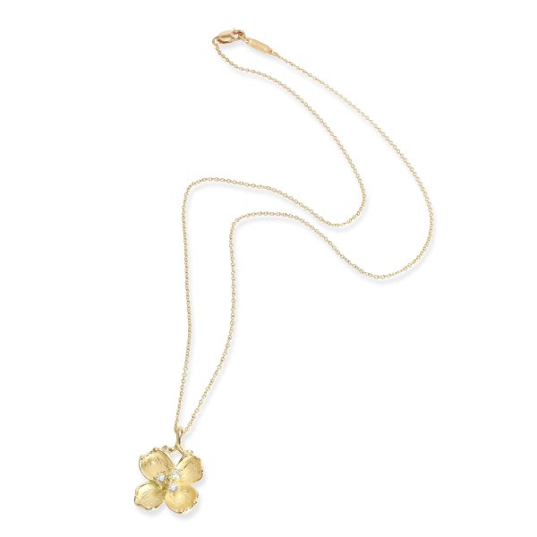 106089 pv Tiffany Co Dogwood Flower Diamond Necklace in 18K Yellow Gold 010 CTW