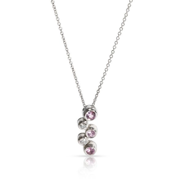 106183 fv a80039d2 dd2a 43e1 9261 8960b8d9e477 Tiffany Co Bubble Pink Sapphire Diamond Necklace in Platinum 010 CTW