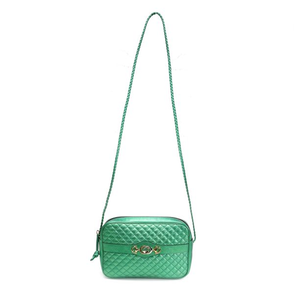 106265 av Gucci Jasmine Green Quilted Leather Trapuntata Camera Bag