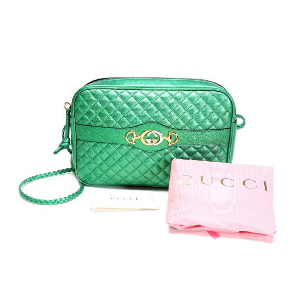 106265 box Gucci Jasmine Green Quilted Leather Trapuntata Camera Bag