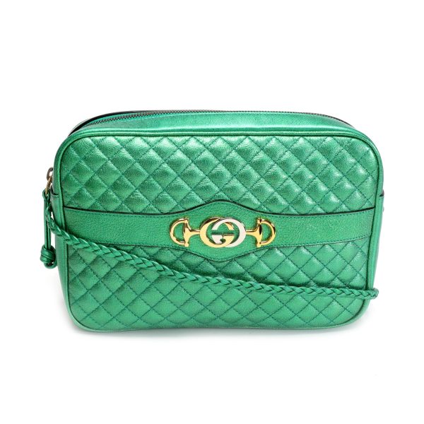 106265 fv Gucci Jasmine Green Quilted Leather Trapuntata Camera Bag