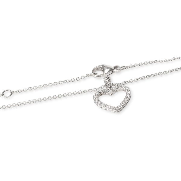 106319 clasp David Yurman Cable Diamond Heart Necklace in 18K White Gold 010 CTW