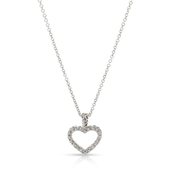 106319 fv David Yurman Cable Diamond Heart Necklace in 18K White Gold 010 CTW