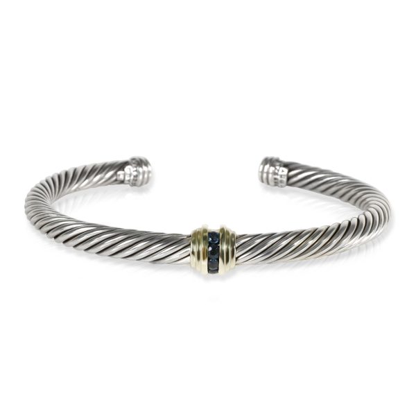 106364 fv e2883381 6f28 4148 8d2e 2bbe2f3718cb David Yurman Cable Bracelet with Sapphires in 14K Yellow GoldSterling Silv