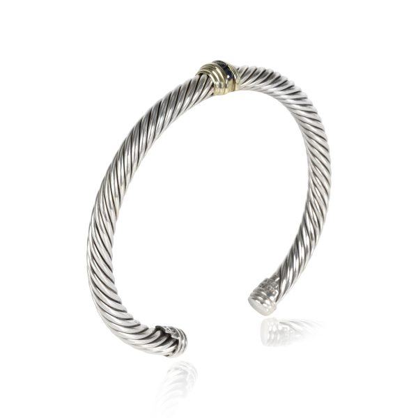 106364 pv 59f199f6 2308 48d4 847a 57bf8adec3c9 David Yurman Cable Bracelet with Sapphires in 14K Yellow GoldSterling Silv