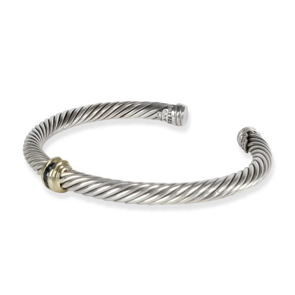 106364 sv c4543c1d 6306 43cb a994 8f54cadd3eb0 David Yurman Cable Bracelet with Sapphires in 14K Yellow GoldSterling Silv