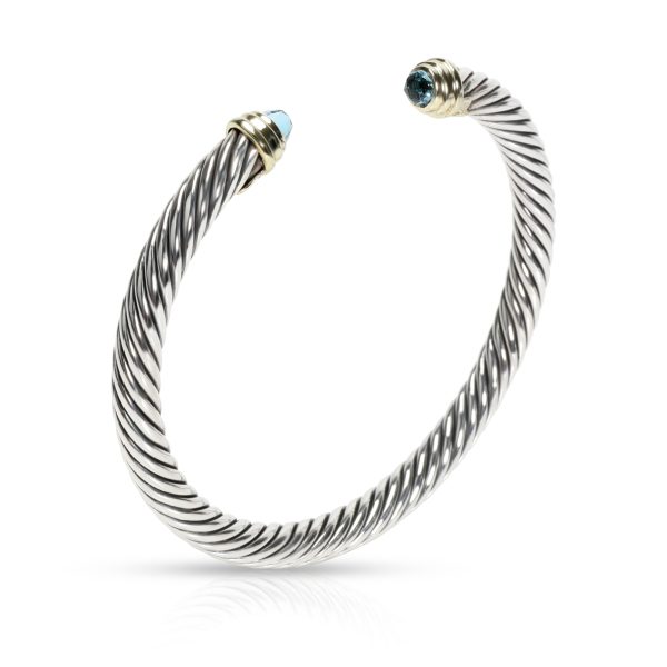 106377 pv c547ff17 0f56 4336 b355 1de93b2c0275 David Yurman Cable Bracelet with Blue Topaz in 14K Yellow GoldSteel