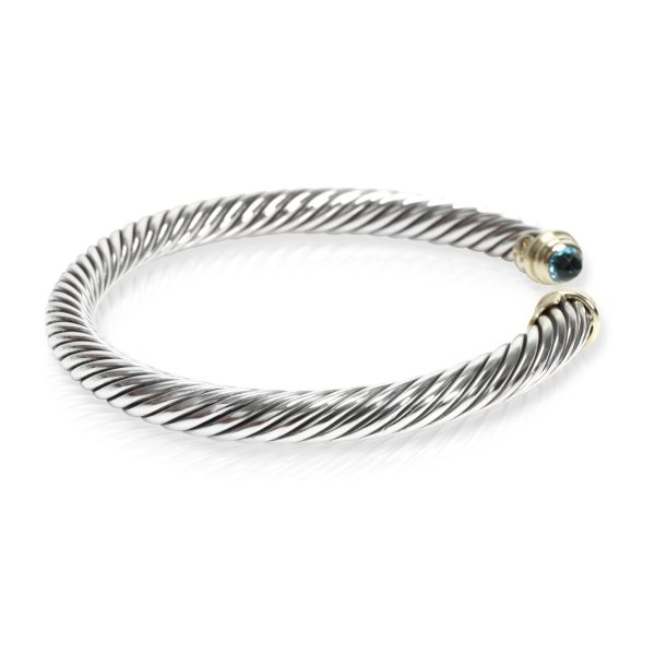 106377 sv 9cce2f3b 9453 42e1 a0e2 4c7f3803658b David Yurman Cable Bracelet with Blue Topaz in 14K Yellow GoldSteel