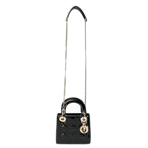 106408 ad2 8ea7bb24 7c64 496c 8f19 fca0593646cd Dior Black Cannage Patent Calfskin Mini Lady Dior Bag