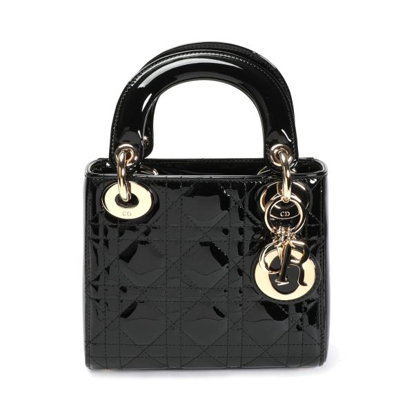 106408 fv 8958c0af 7ae1 4535 b064 e3c48788ebb7 Dior Black Cannage Patent Calfskin Mini Lady Dior Bag