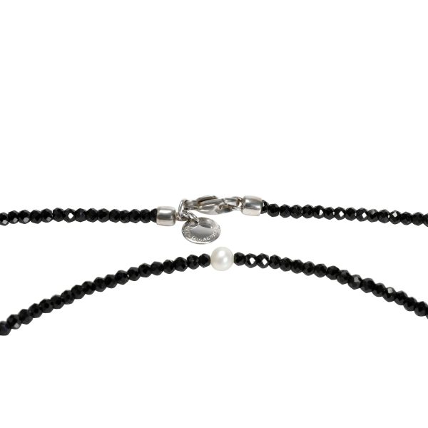 106428 clasp Tiffany Faceted Black Spinel Freshwater Pearl Necklace in Sterling Silver