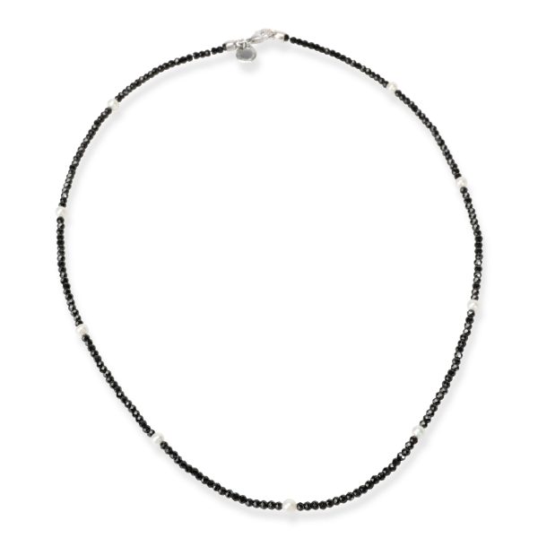 106428 pv Tiffany Faceted Black Spinel Freshwater Pearl Necklace in Sterling Silver