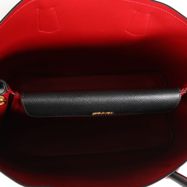 106450 av 40751e4e 1ca6 4655 9c67 668022eea29e Prada Black Saffiano Fiery Red Large Double Bag