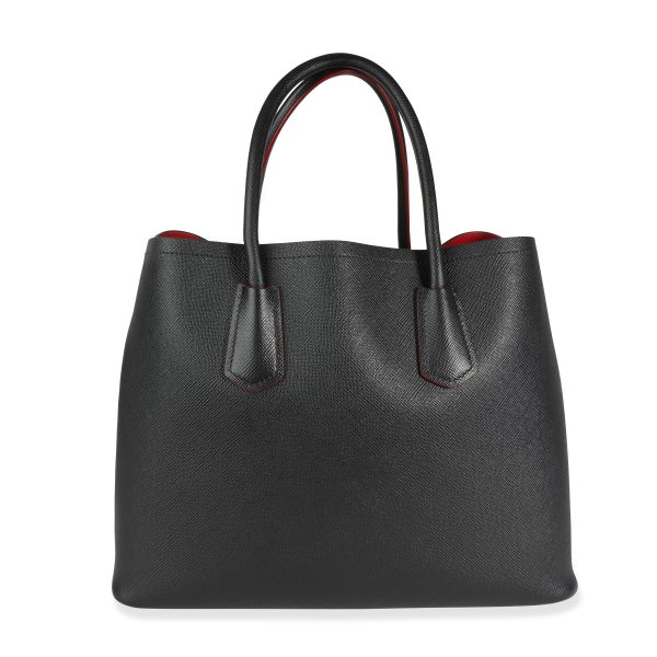 106450 pv ea87469f eacf 4236 b60a 4e6e677ef828 Prada Black Saffiano Fiery Red Large Double Bag