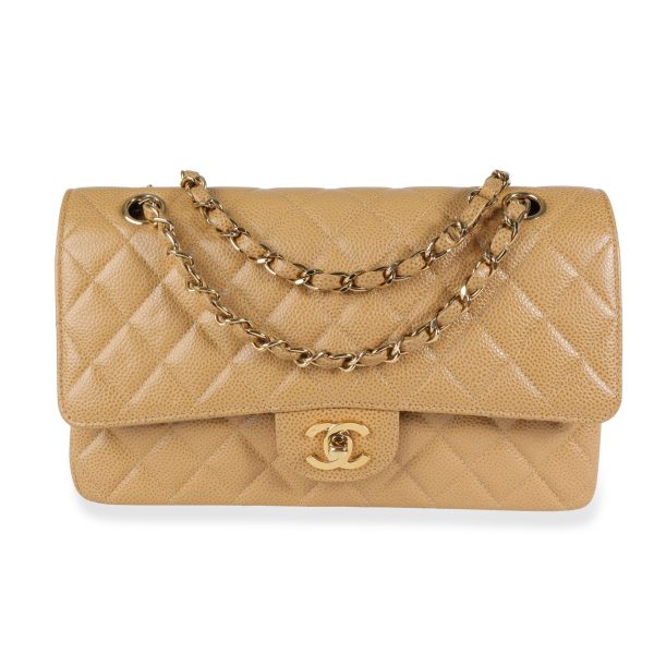 106452 fv a8502694 81dc 4a19 b043 e7961143e70b Chanel Tan Caviar Quilted Classic Medium Double Flap Bag