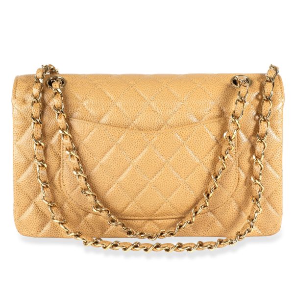 106452 pv d82bf0a9 7309 4153 b7fd 42b89e068cf7 Chanel Tan Caviar Quilted Classic Medium Double Flap Bag