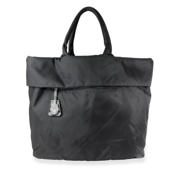 106532 fv 69eb8504 6118 4e8d 8fb3 692b1e7a205d Prada Black Nylon Reversible Tote Bag