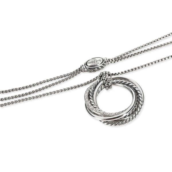 106573 clasp David Yurman Crossover Collection Diamond Necklace in Sterling Silver 06 CT