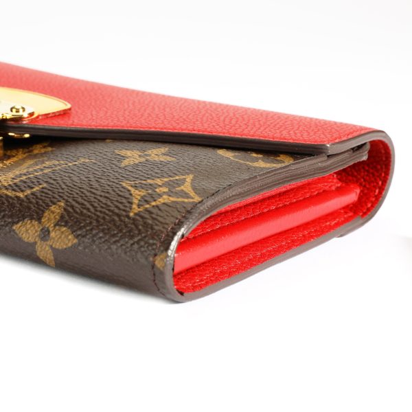 106627 box Louis Vuitton Monogram Canvas Cerise Leather Pallas Wallet