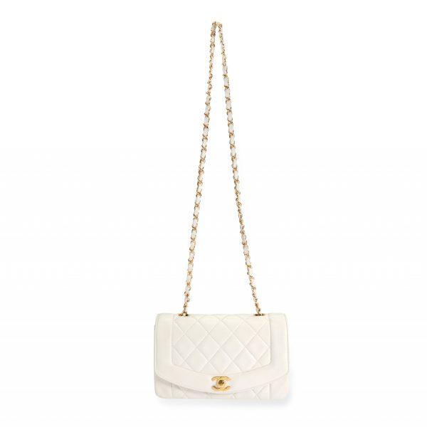 106692 bv Chanel Vintage White Quilted Lambskin Diana Bag