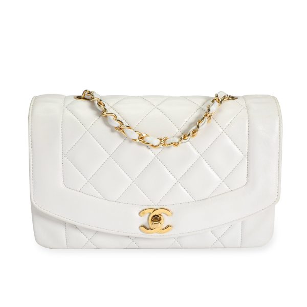 106692 fv Chanel Vintage White Quilted Lambskin Diana Bag