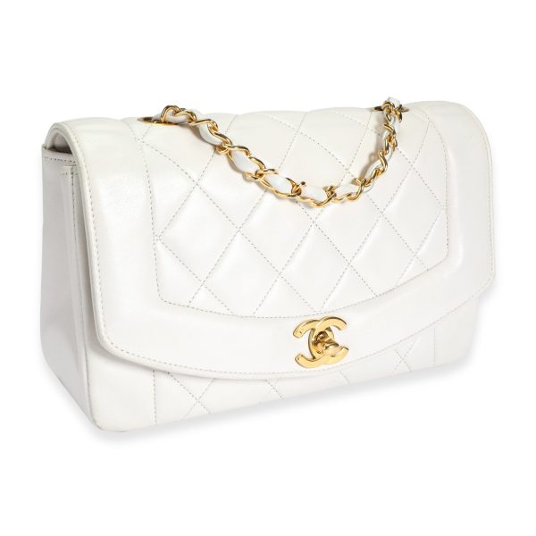 106692 sv Chanel Vintage White Quilted Lambskin Diana Bag