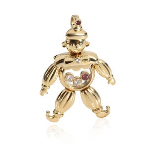 106769 fv Chopard Happy Clown Pendant with Diamonds Rubies in 18K Yellow Gold 012 CTW