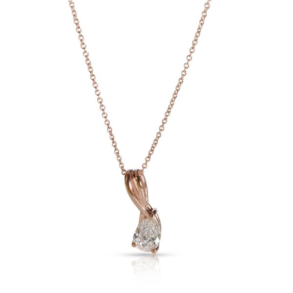 106818 fv GIA Certified Pear Shape Diamond Necklace in 14K Rose Gold Fancy VS2 100 CTW