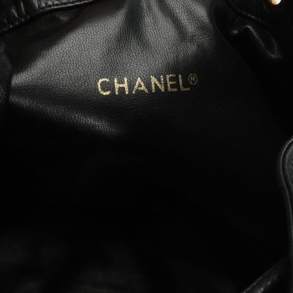 106831 ad2 ae2baac9 4713 4587 8793 53b4bac95078 Chanel Vintage Black Lambskin Drawstring Bucket Bag