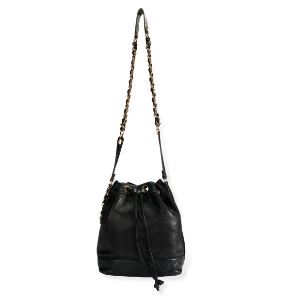 106831 bv bd295a9f a15a 4063 9992 31b9d15f4b08 Chanel Vintage Black Lambskin Drawstring Bucket Bag