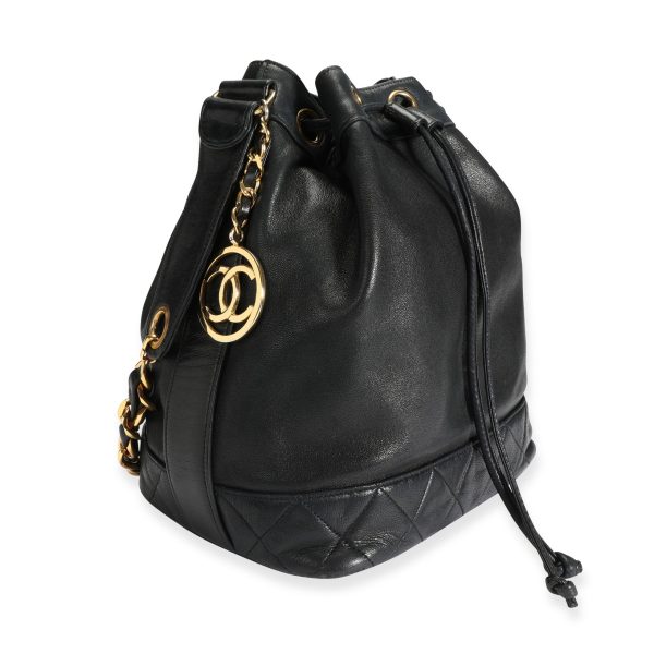 106831 sv 22577b33 aeca 4d6f a8fb 2b31ea1e01a8 Chanel Vintage Black Lambskin Drawstring Bucket Bag