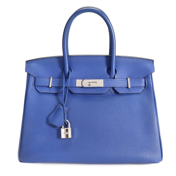 106832 fv Herm√®s Bleu √âlectrique Cl√©mence Birkin 30 with Palladium Hardware