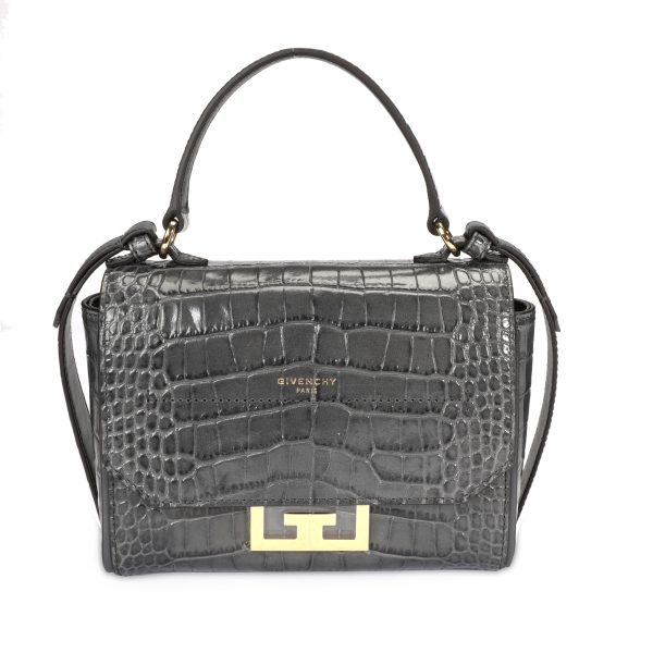 106890 fv Givenchy Storm Grey Crocodile Effect Mini Eden Bag