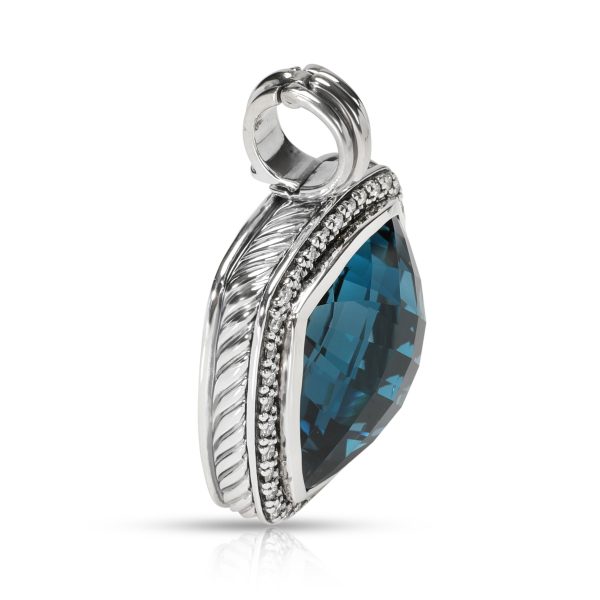 106925 sv 101171fe 2702 4f3b a293 c2011c0178f0 David Yurman Albion London BlueTopaz Diamond Pendant in Sterling Silver 072 CTW