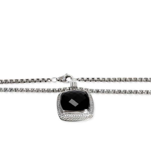106931 clasp David Yurman Albion Black Onyx Diamond Necklace in Sterling Silver 078 CTW