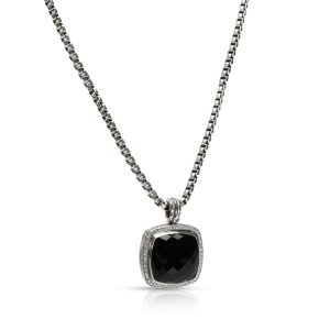 106931 fv David Yurman Albion Black Onyx Diamond Necklace in Sterling Silver 078 CTW